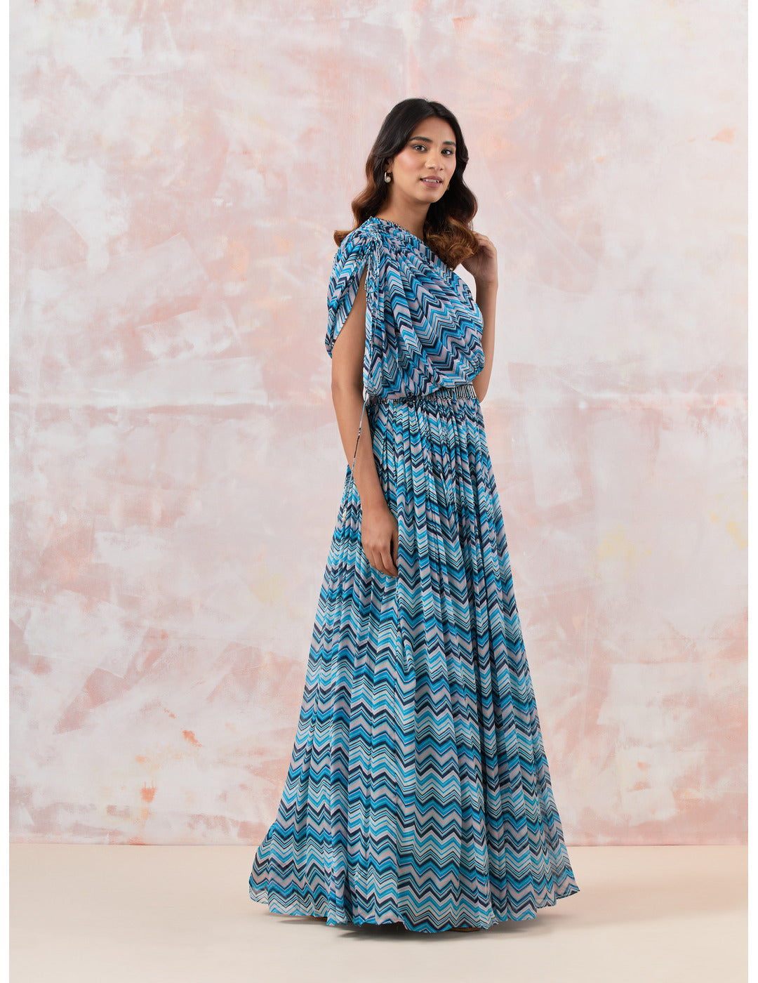 indian maxi dresses for women Indian Women's Wear Online Singapore Blue Maxi Dress with Embroidered Belt  – Studio J Shop