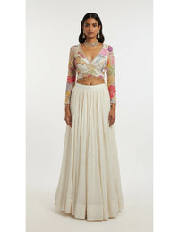 Ivory Georgette Embroidered Lehenga Set