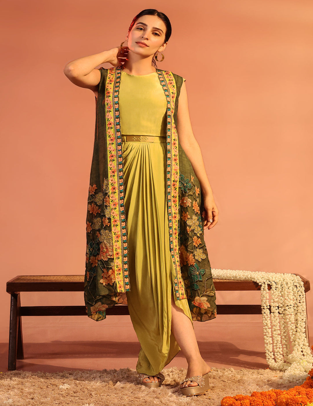 Sadira Embellished Drape Dress Set 2XL