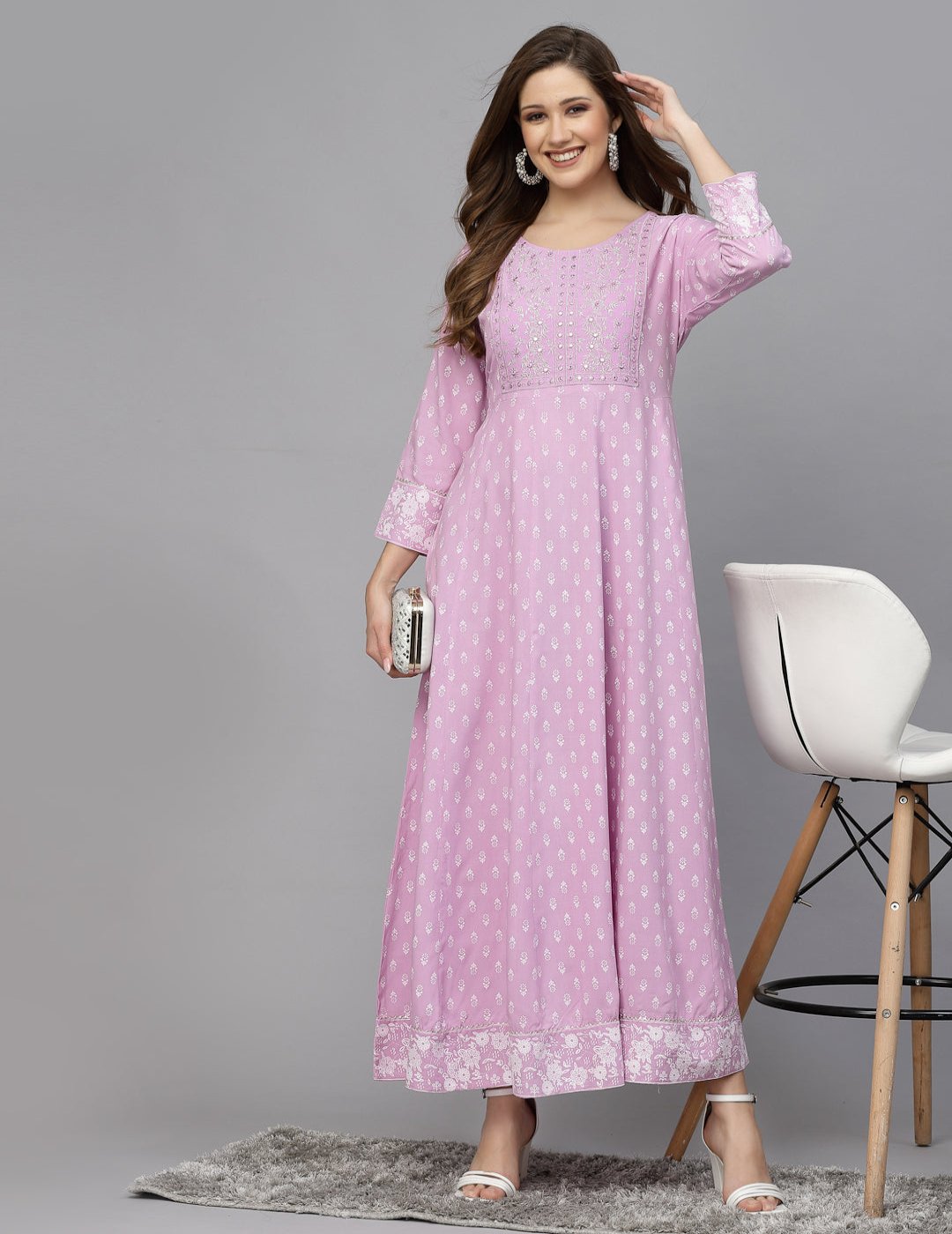 Purple Rayon Anarkali Kurta