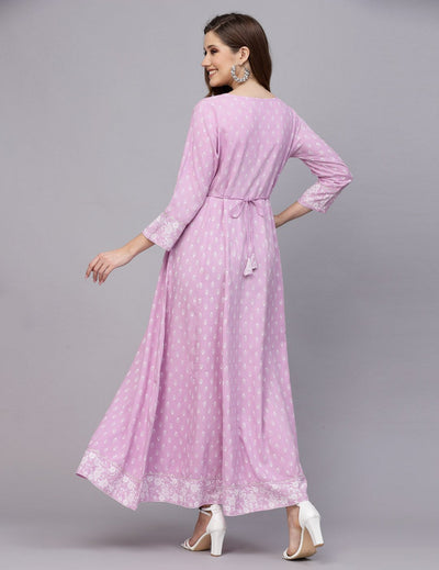 Purple Rayon Anarkali Kurta