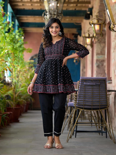 Black Ethnic A-Lined Tunic