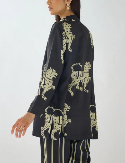 Black Cotton Stripes Abstract Co-ord Set