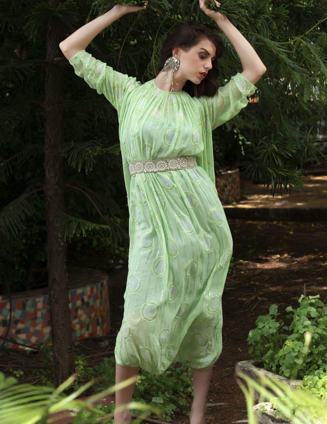 Green Draped Jumpsuit