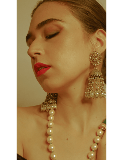Pearl-Studded Gold Jhumka