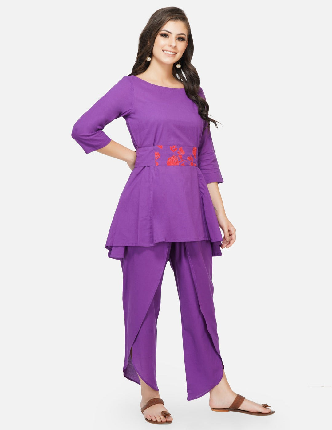 Cotton purple peplum tunic