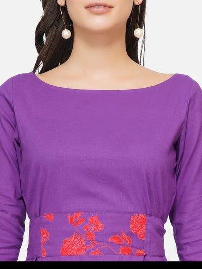 Purple peplum tunic with dhoti