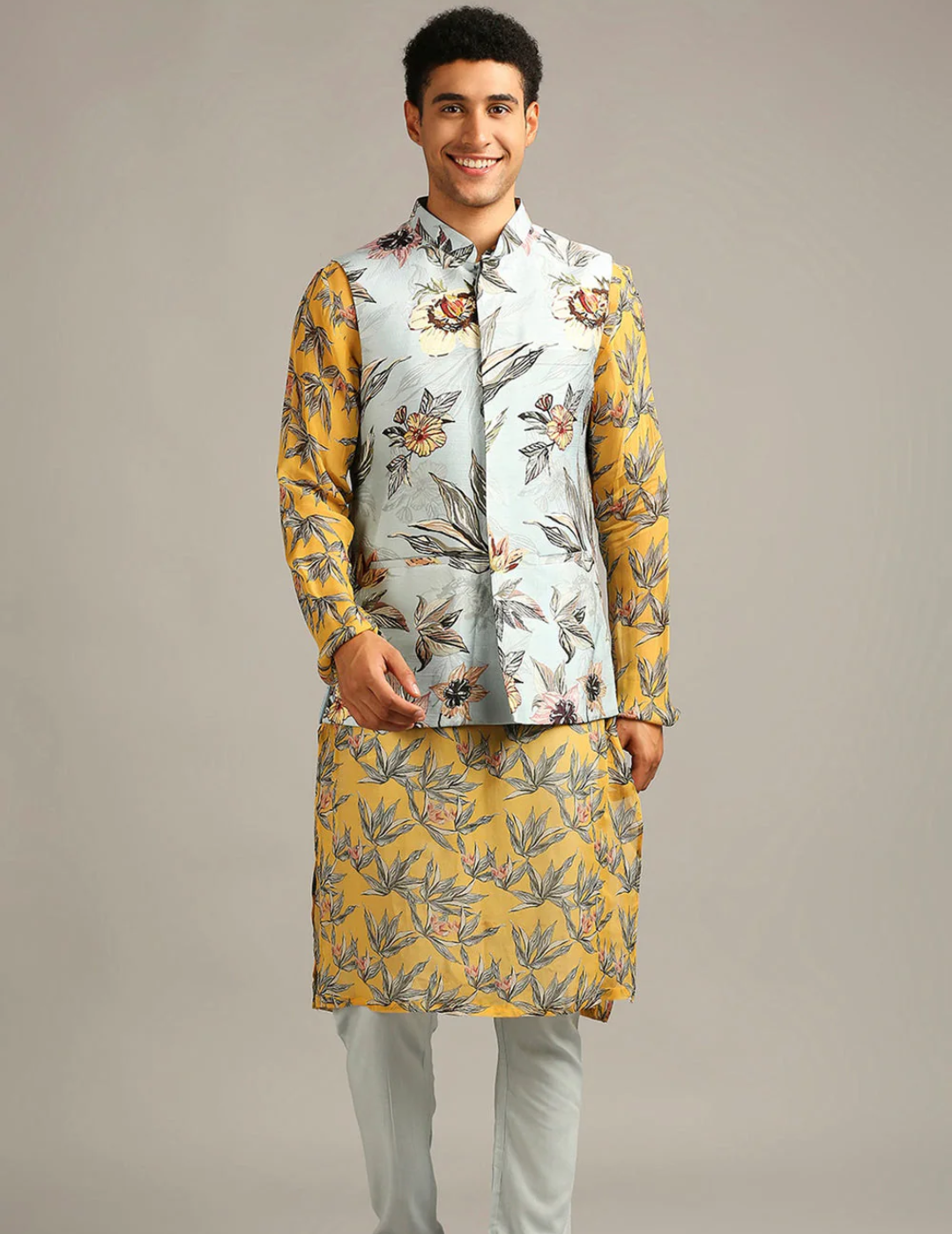 Anthia Floral Printed Bundi With Kurta Set