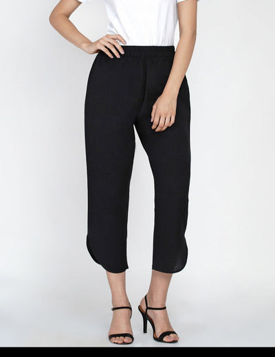 Black cotton flex petal pants