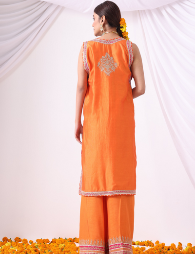 Orange Long Jacket Set