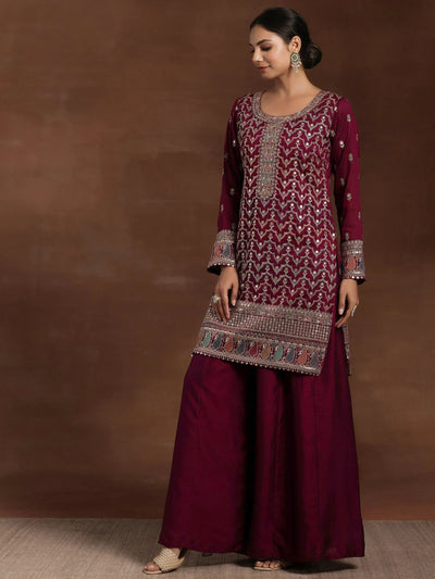 Deep Wine Sharara Set