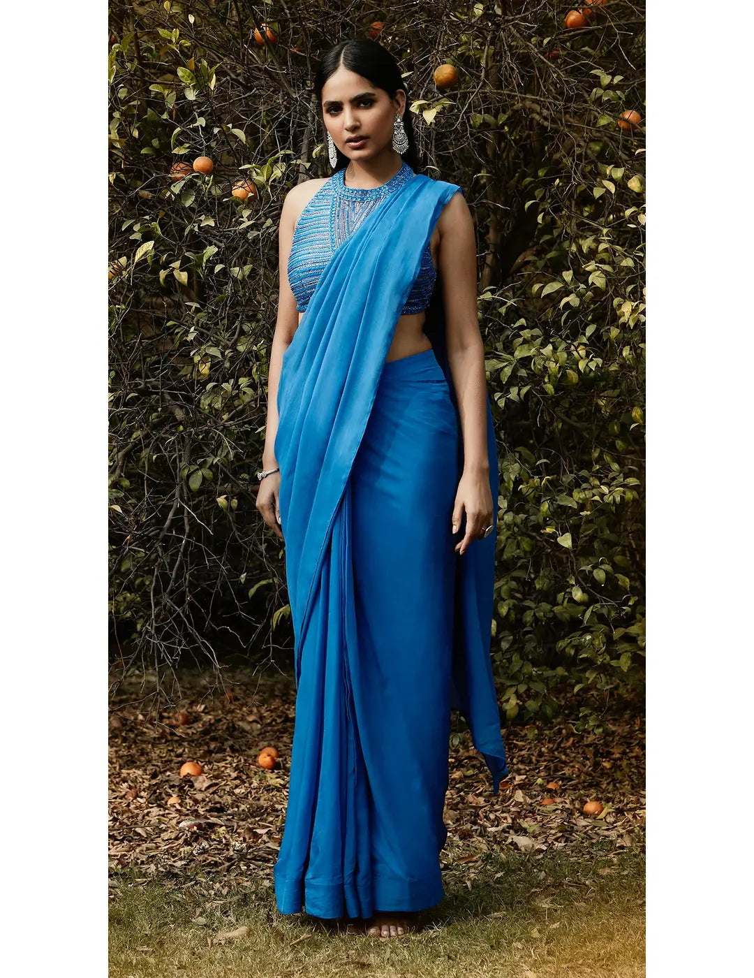 Royal Blue Pre Draped Saree