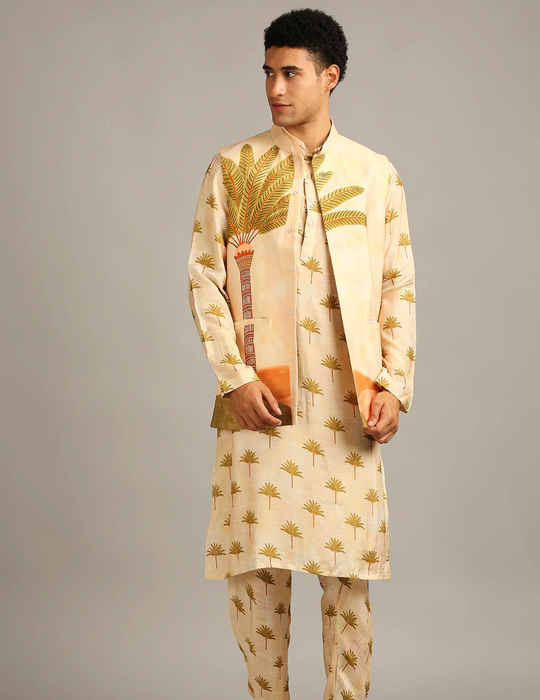 Conversational Jacket With Kurta Set