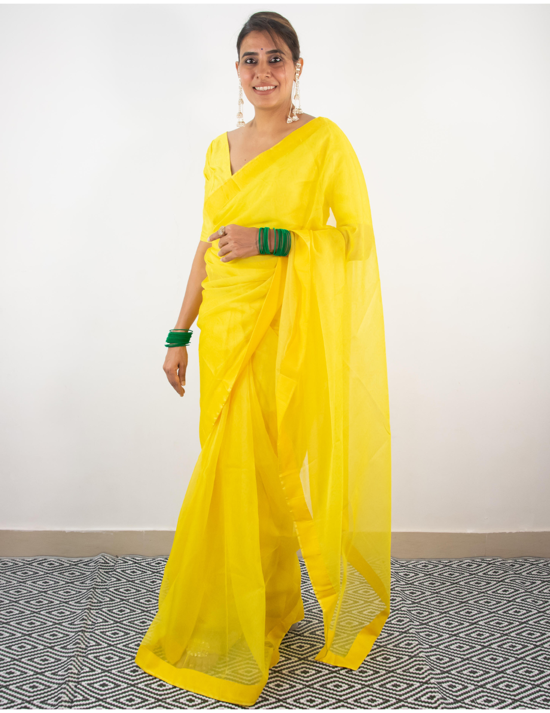 Neon Yellow Saree