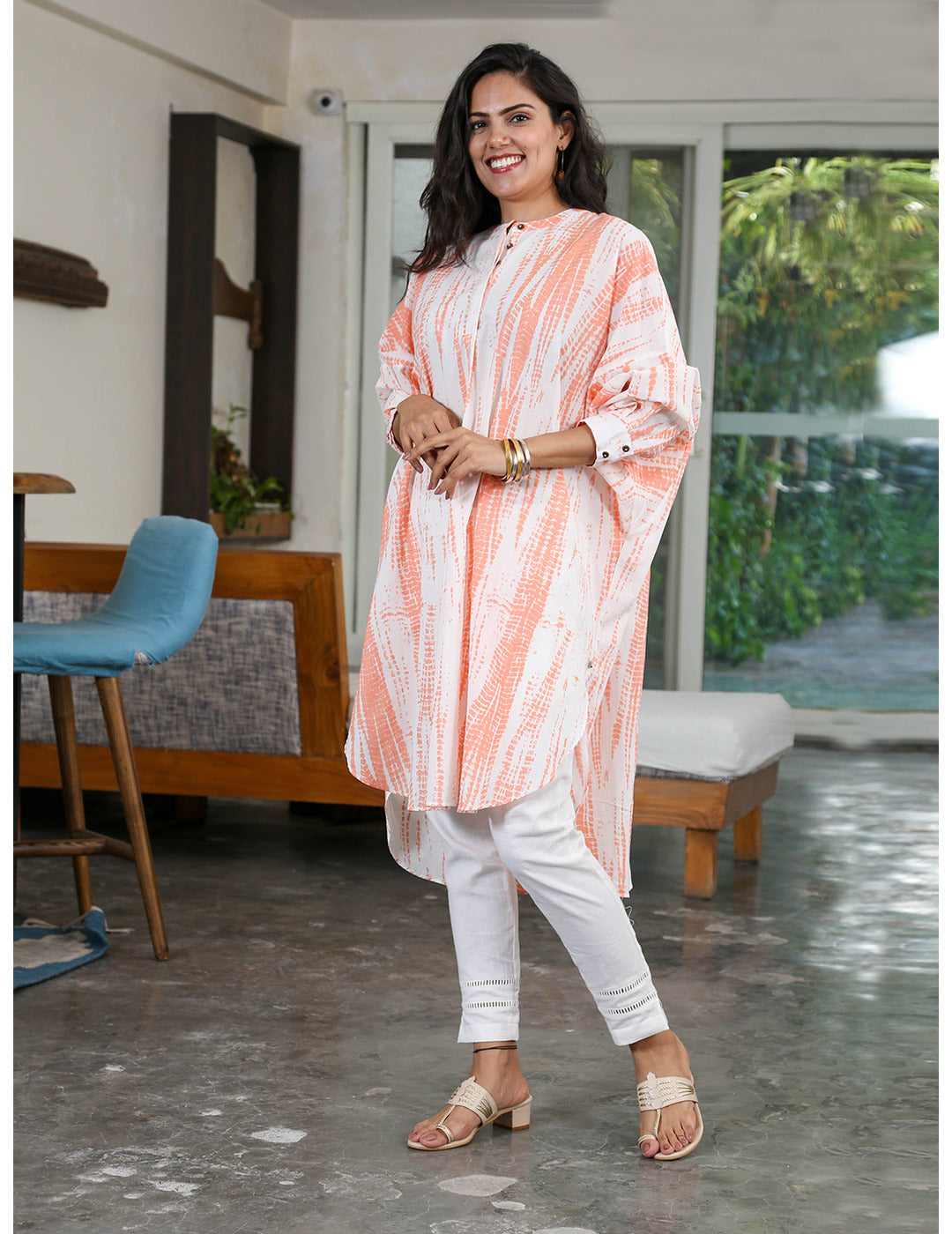 Orange Shibori Tunic