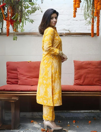 Cotton Khadi Yellow Kurti (Set Of 3) singapore