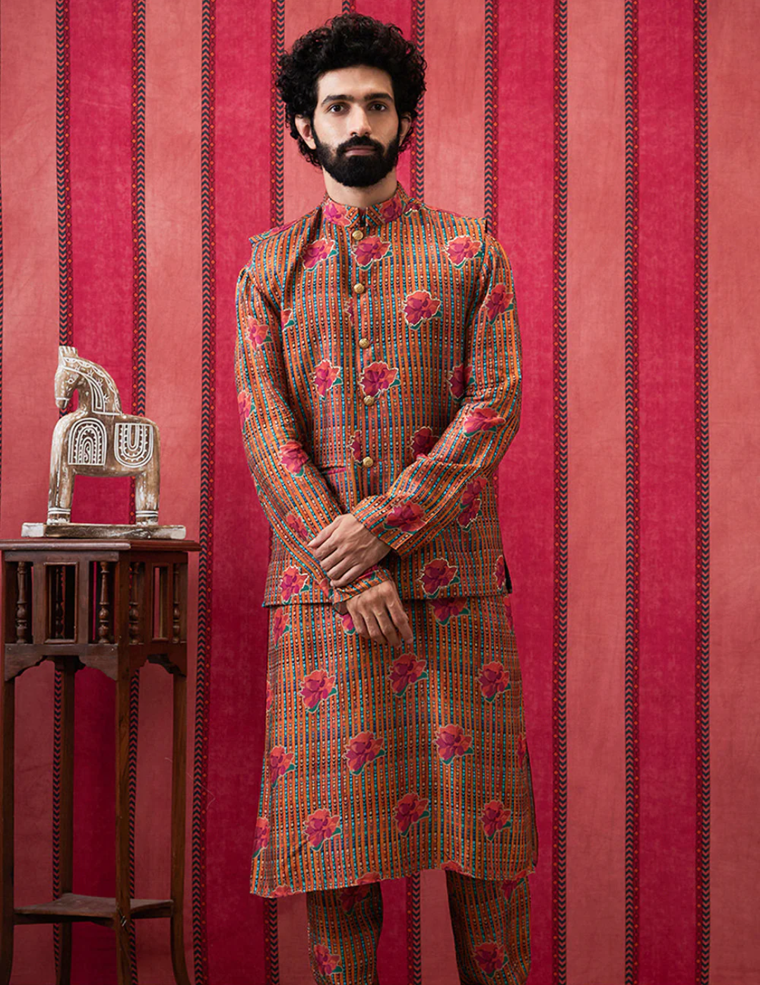Adah Embroidered Bundi With Kurta Set