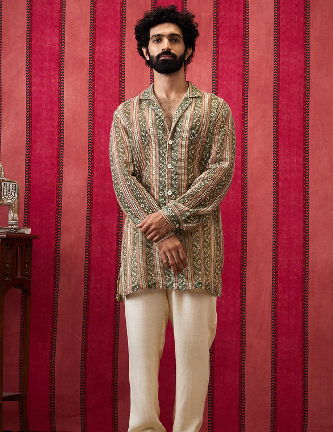 Bandhej Long Prnted Shirt With Pants