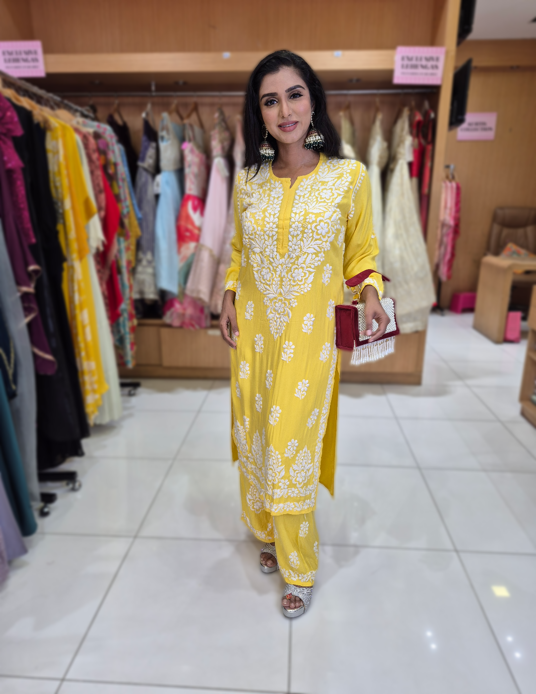 Yellow Chikankari Set