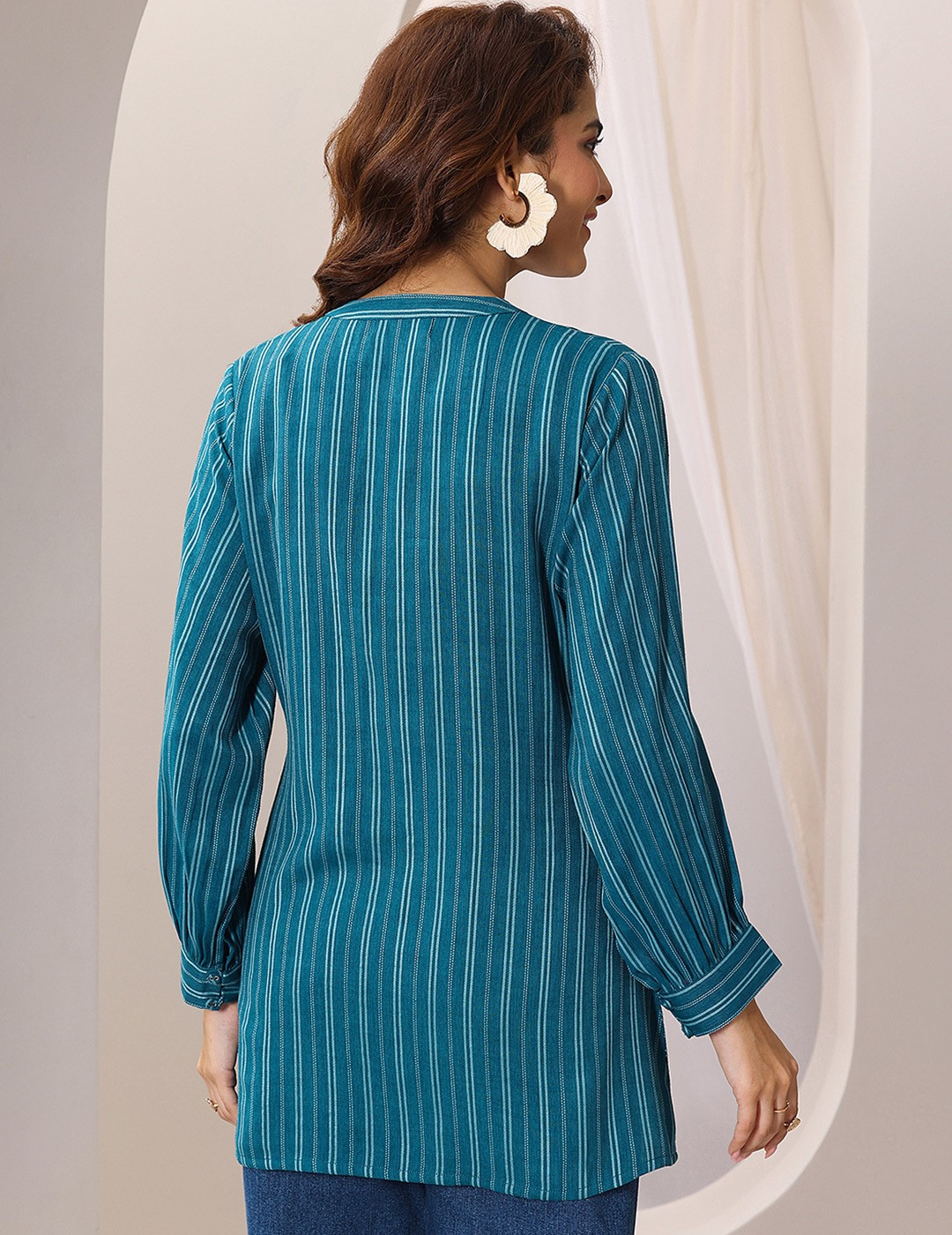 Woven Design front open Panelled Kurti