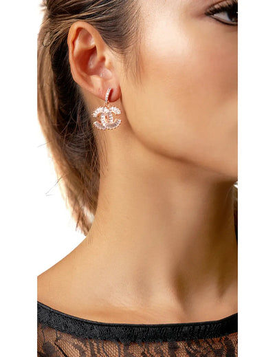Jinders Baguette Pave Rose Gold Faux Diamond Drop Fashion Earrings For Women