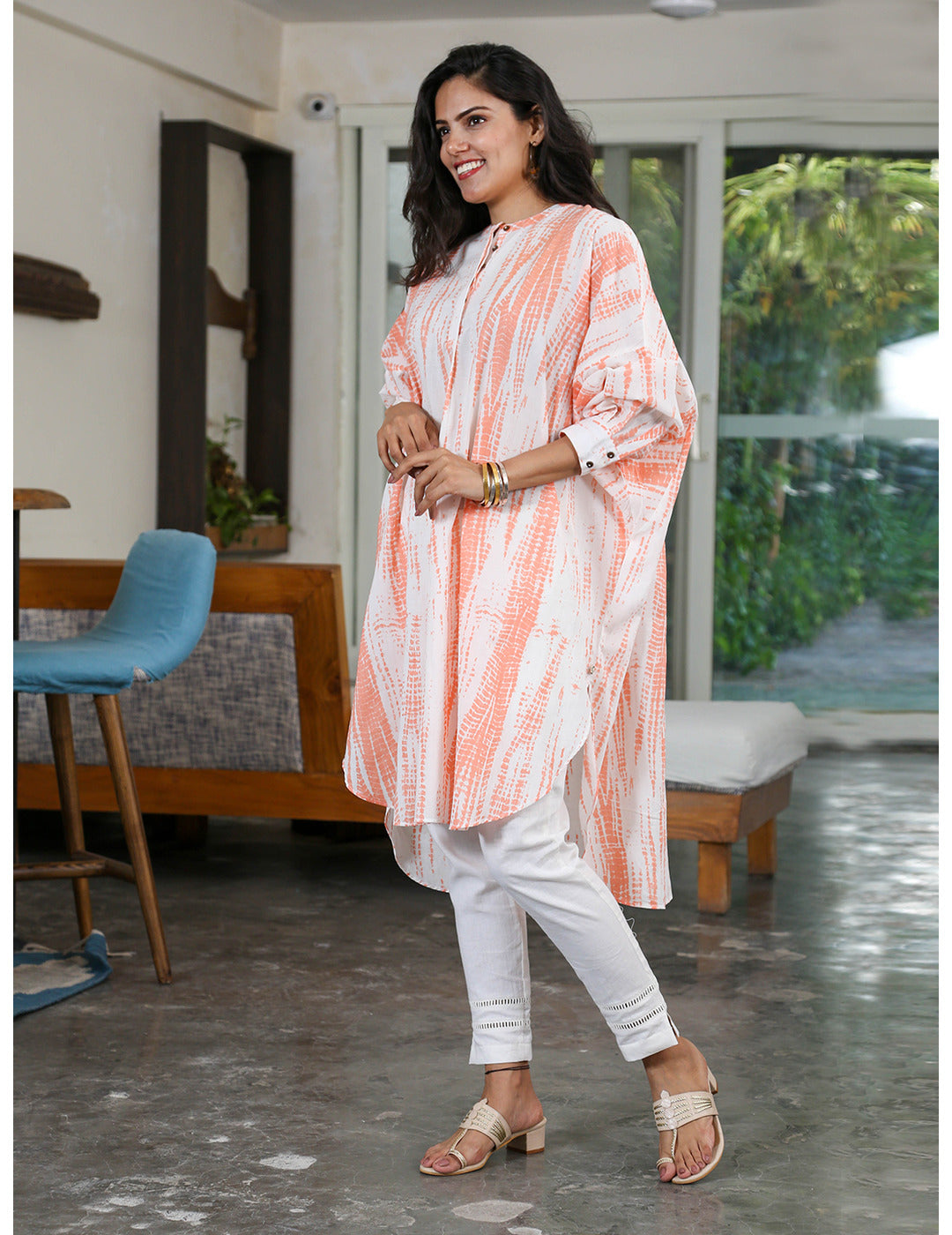 Orange Shibori Tunic