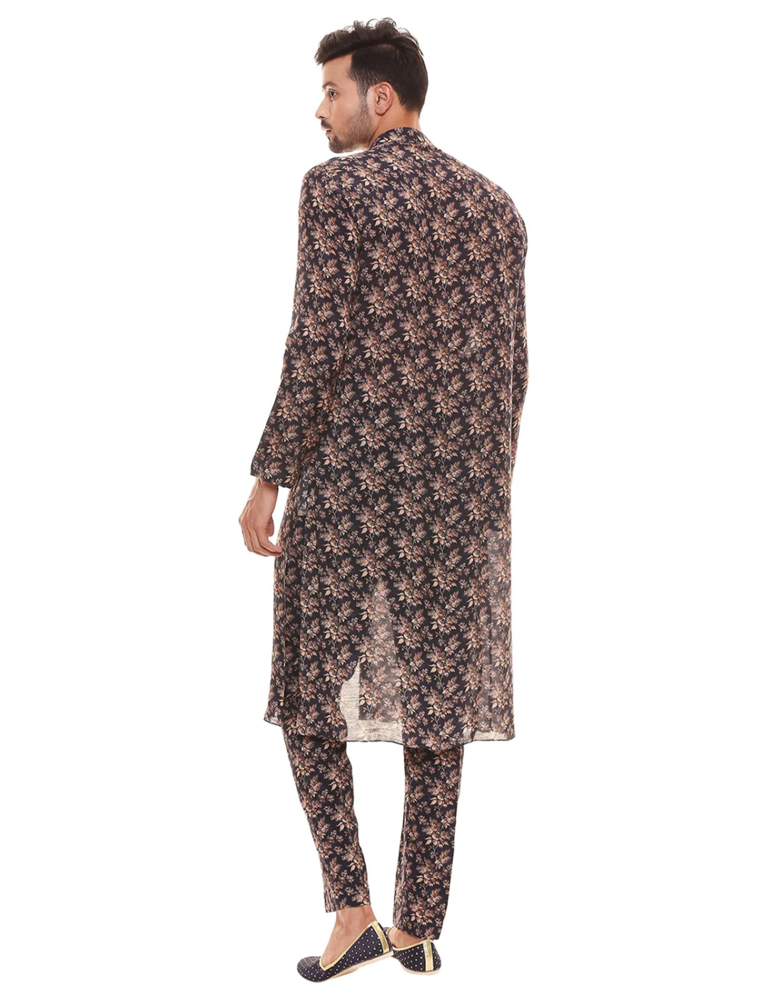 Applique Floral Printed Sherwani And Printed Chudidaar