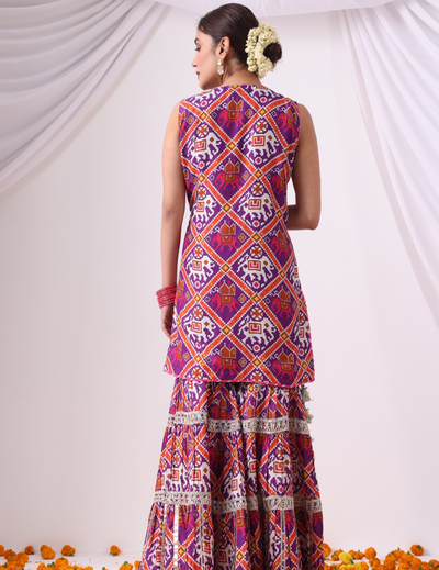 Meher Purple & Pink Digital Printed Gharara Set