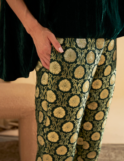 Emerald Green Brocade Pants
