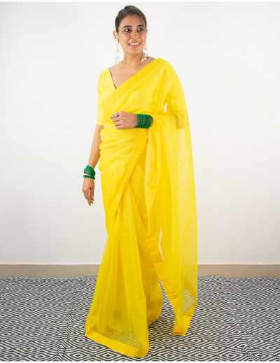 Neon Yellow Saree