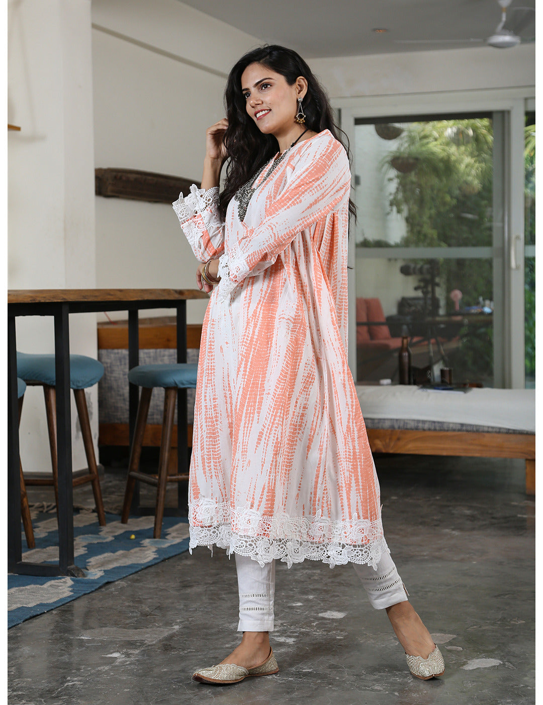 Orange Shibori Kurta