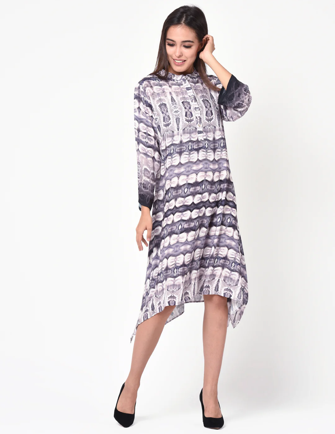 Print Grey Snake Kaftan Tunic