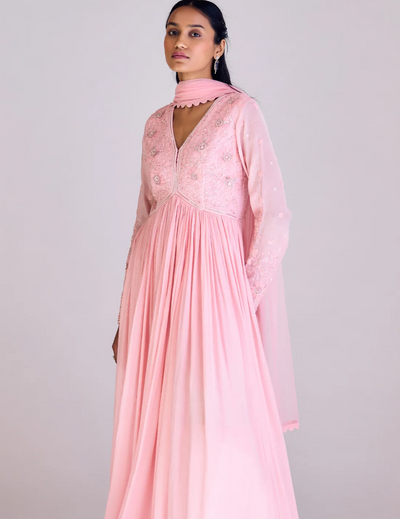 Pink Embroidered Anarkali
