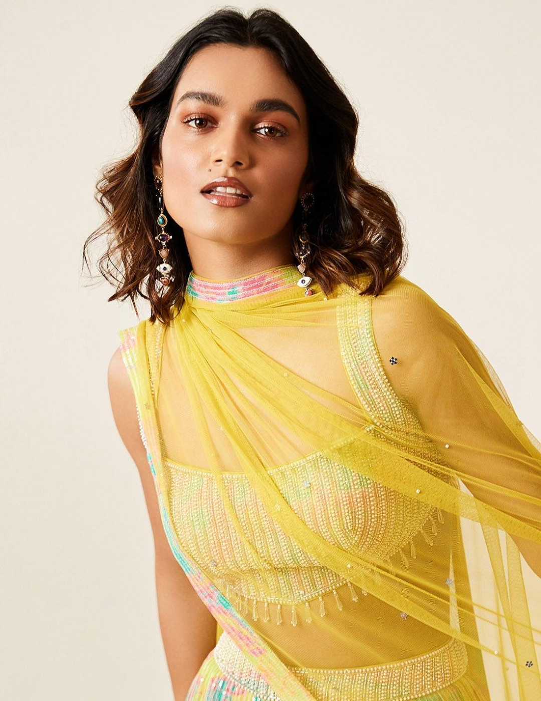 Multicoloured Printed Lehenga Set