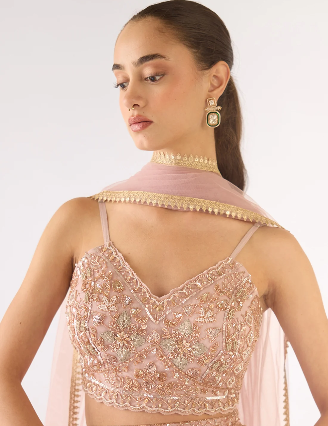 Lilac Georgette Embroidered Lehenga Set