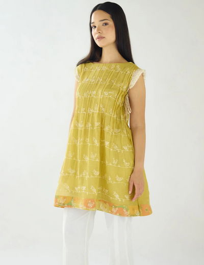 Lime Haven Cotton Embroidered Tunic