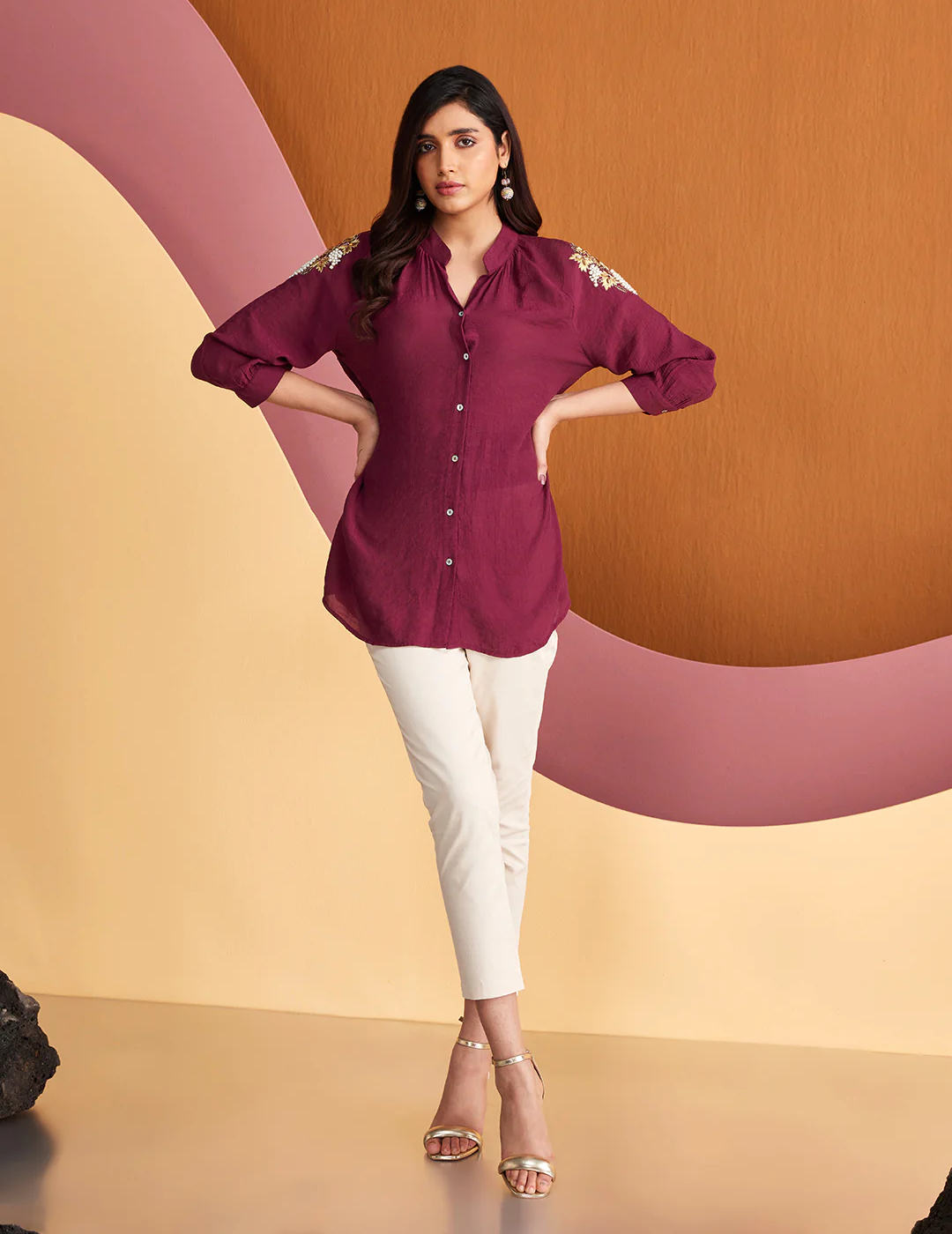 Wine Aligned Shirt