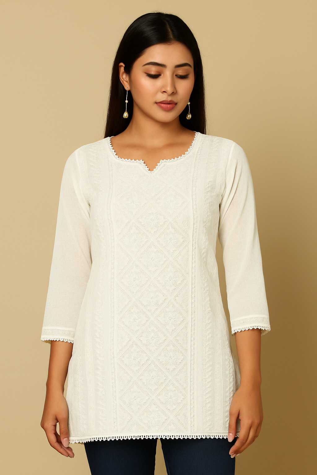 Noor White Chikankari Kurti