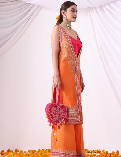 Orange Long Jacket Set