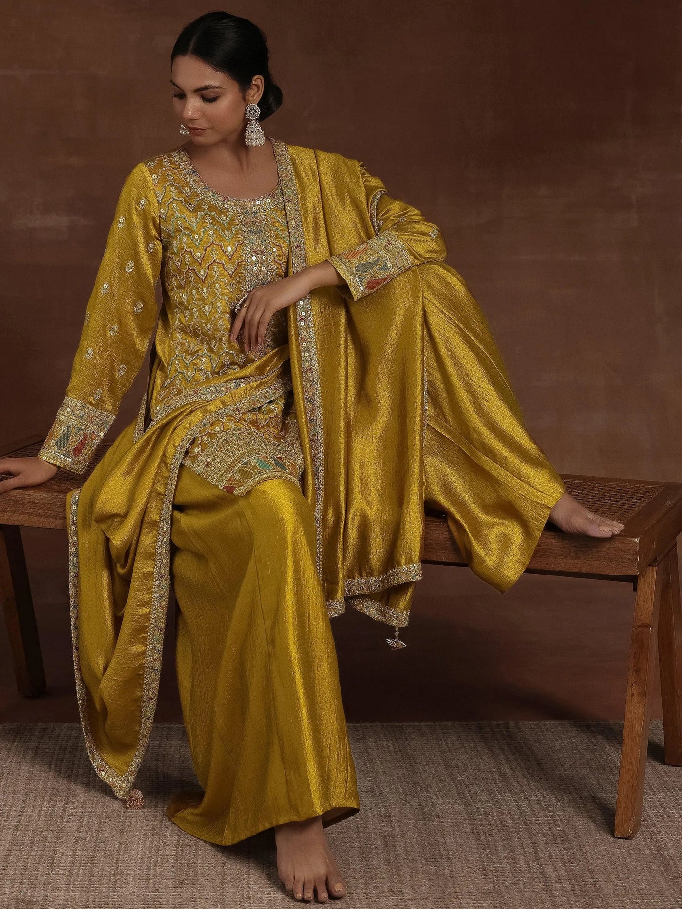 Mustard Yellow Sharara Set