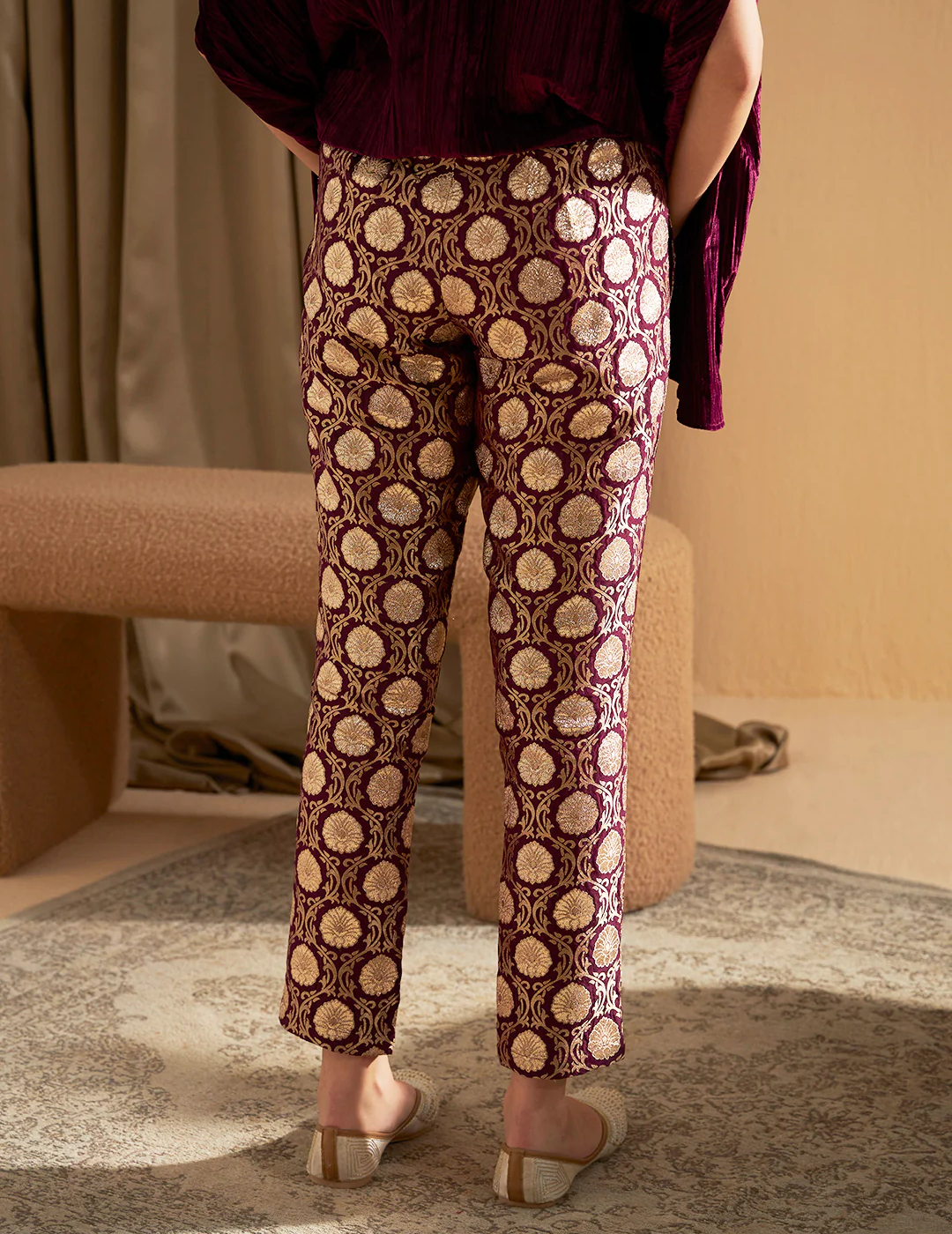 Plum Brocade Pants