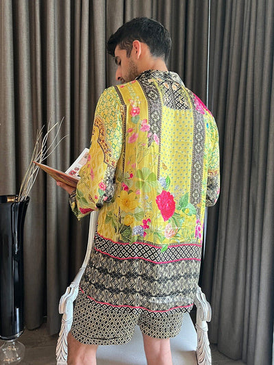 粉色 &amp; 金色 Cape Dhoti 套装
