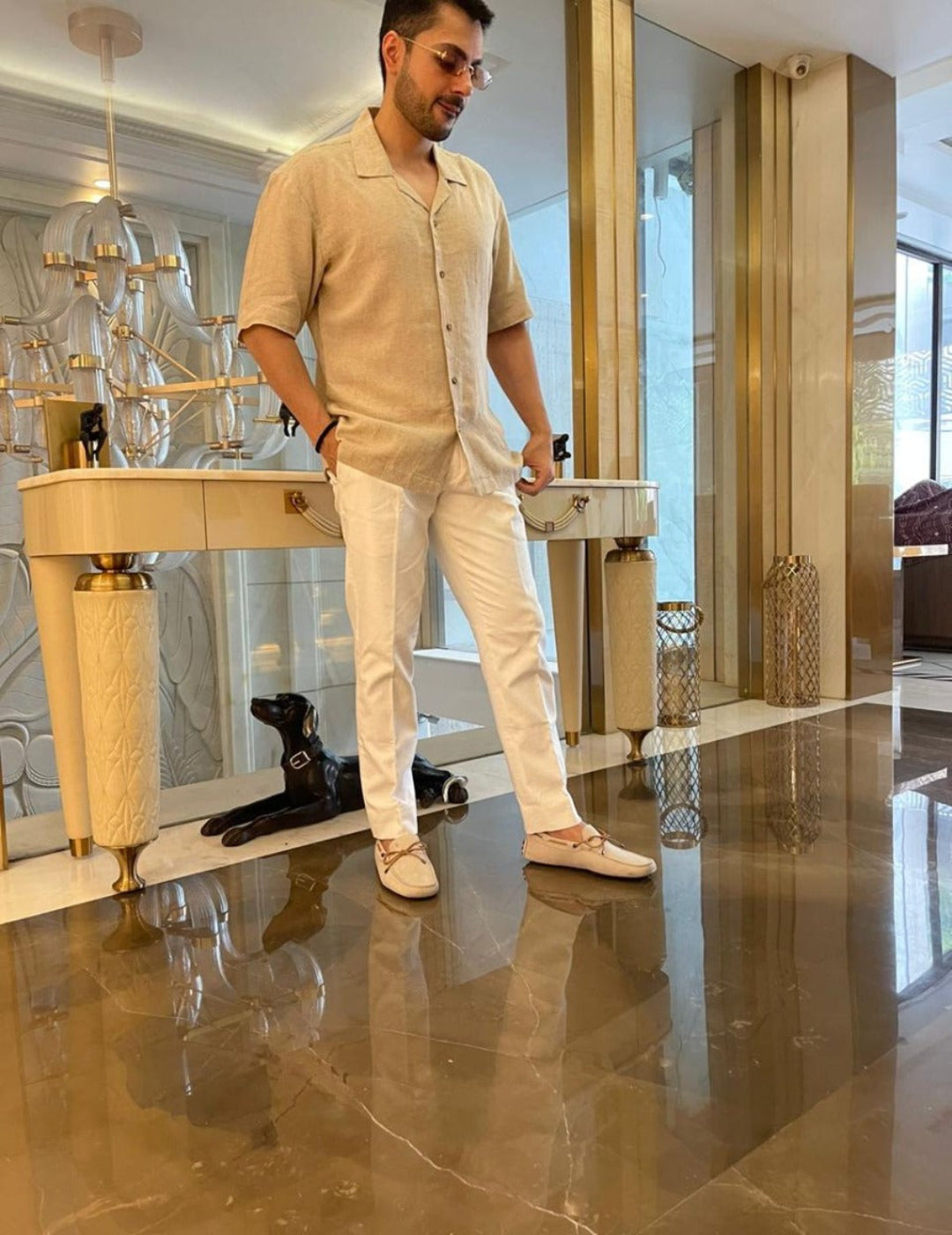 粉色 &amp; 金色 Cape Dhoti 套装