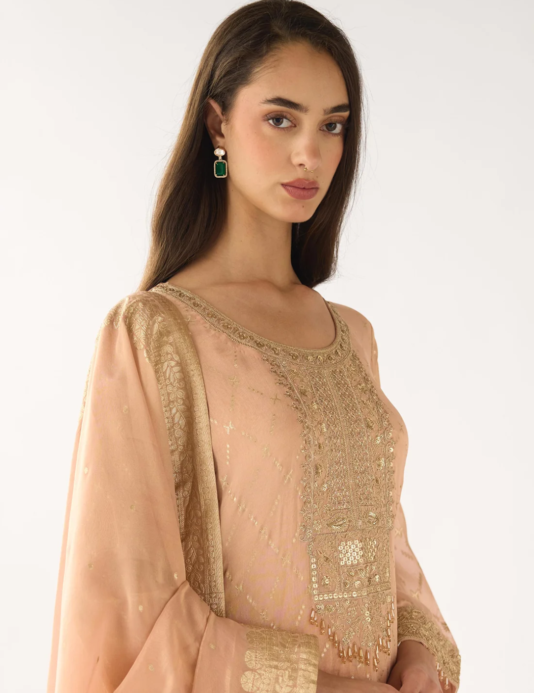 Pink Banarasi Embroidered Sharara Set