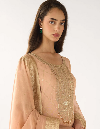 Pink Banarasi Embroidered Sharara Set