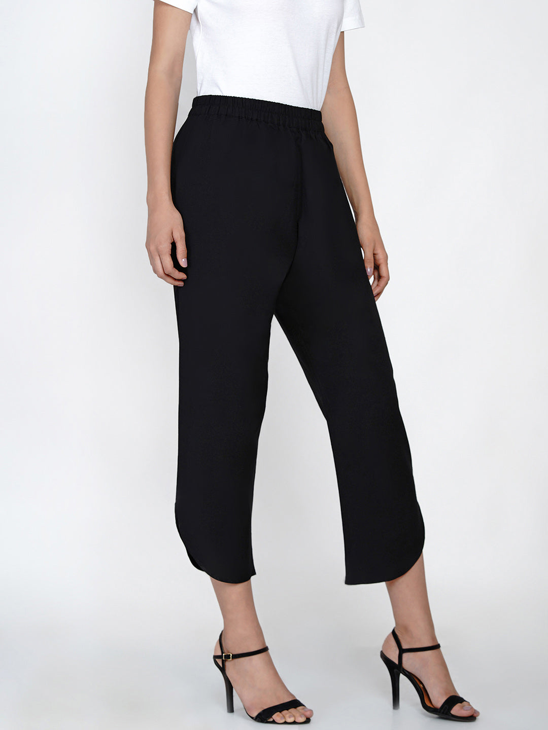 Black cotton flex petal pants