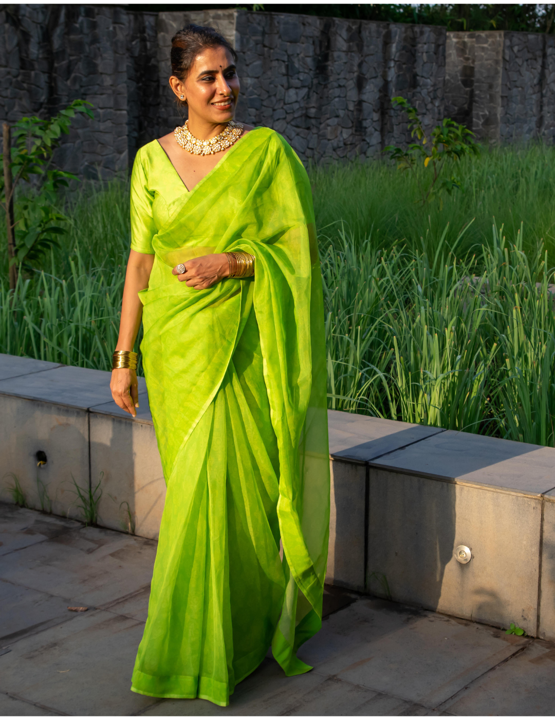 Neon Green Saree