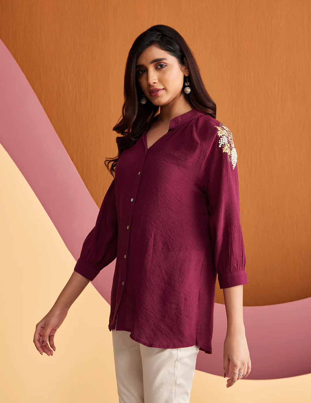Wine Aligned Shirt