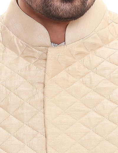 Applique Floral Kurta Set With Chudidaar And Quilted Sleeveless Jacket