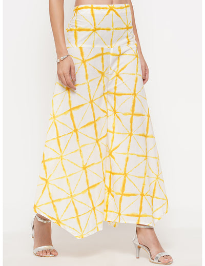 Yellow Shibori Print Straight Pants